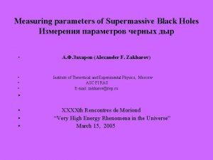 Measuring parameters of Supermassive Black Holes Alexander F