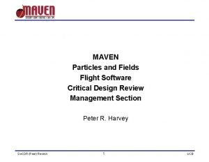 MAVEN Particles and Fields Flight Software Critical Design