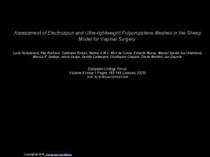 Assessment of Electrospun and Ultralightweight Polypropylene Meshes in Assessment of Electrospun and Ultralightweight Polypropylene Meshes in