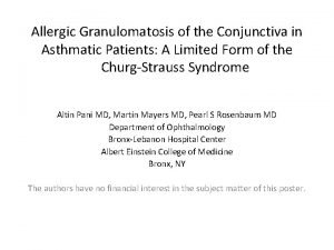 Allergic Granulomatosis of the Conjunctiva in Asthmatic Patients