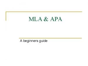 Apa for beginners