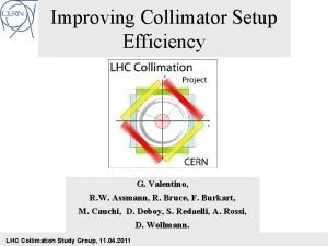 Improving Collimator Setup Efficiency G Valentino R W