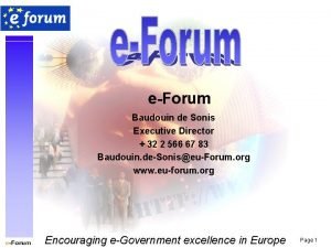 eForum Baudouin de Sonis Executive Director 32 2