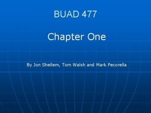 BUAD 477 Chapter One By Jon Shellem Tom