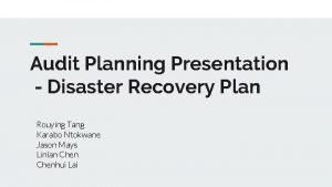 Disaster recovery plan presentation