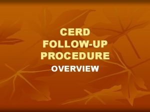 CERD FOLLOWUP PROCEDURE OVERVIEW Rule 65 of rules