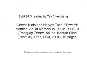 SMU SRG reading by Tey Chee Meng Gerwin