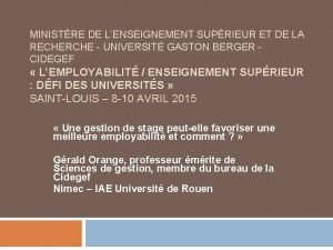 MINISTRE DE LENSEIGNEMENT SUPRIEUR ET DE LA RECHERCHE