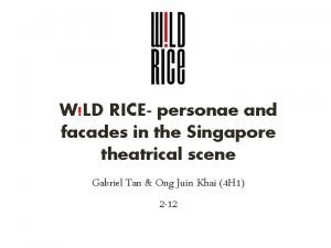 WLD RICE personae and facades in the Singapore