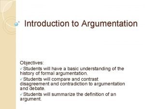 Introduction to argumentation