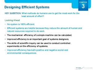 CHAPTER Designing Efficient Systems 3 KEY QUESTION What