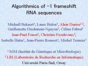 Algorithmics of 1 frameshift RNA sequences Michal Bekaert
