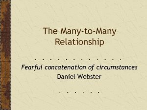 The ManytoMany Relationship Fearful concatenation of circumstances Daniel