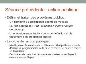 Sance prcdente action publique Dfinir et traiter des