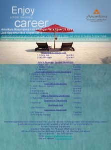 Enjoy a more rewarding career Anantara Rasananda Koh