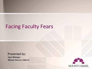 Facing Faculty Fears Presented by Jami Nininger Miriam