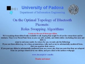 Department of information engineering university of padova