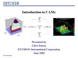 Introduction to CAMx Presented by Chris Emery ENVIRON