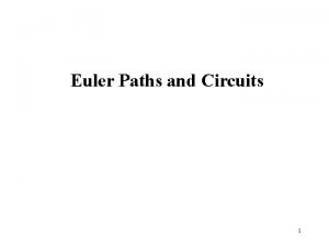 Euler Paths and Circuits 1 The Bridges of