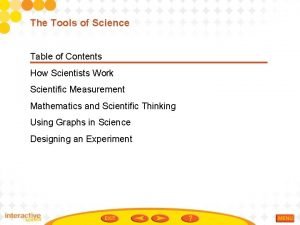 Science table of contents