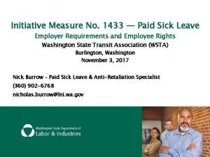 Initiative Measure No 1433 Paid Sick Leave Employer