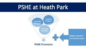 PSHE at Heath Park Assembly Program Tutorial Program