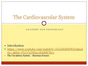 The Cardiovascular System ANATOMY AND PHYSIOLOGY Introduction https