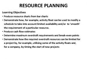 Resource planning charts