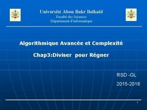 Universit Abou Bakr Belkaid Facult des Sciences Dpartement