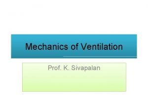 Mechanics of Ventilation Prof K Sivapalan Introduction Gas