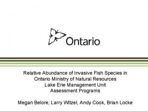 Relative Abundance of Invasive Fish Species in Ontario