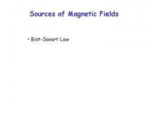 Sources of Magnetic Fields BiotSavart Law Besides magnetic