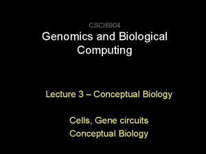 CSCI 6904 Genomics and Biological Computing Lecture 3