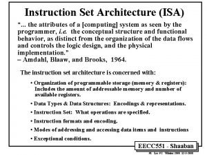 Isa instruction set architecture
