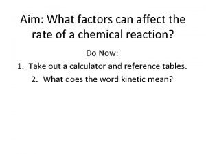 Aim What factors can affect the rate of