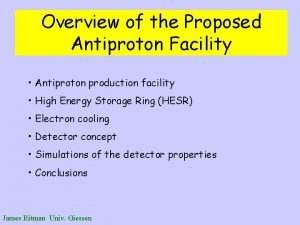 Overview of the Proposed Antiproton Facility Antiproton production