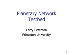 Planetary Network Testbed Larry Peterson Princeton University 1