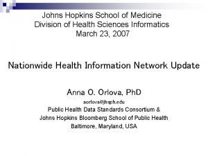 Johns Hopkins Schoo I of Medicine Division of