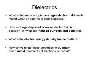 Dielectrics