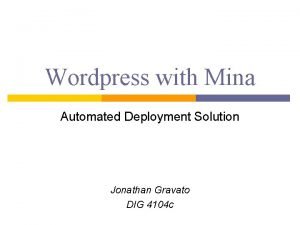 Wordpress deployment automation