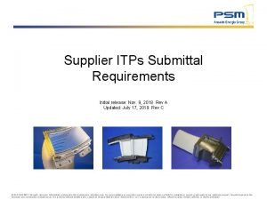 Supplier ITPs Submittal Requirements Initial release Nov 9