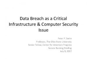 Data Breach as a Critical Infrastructure Computer Security