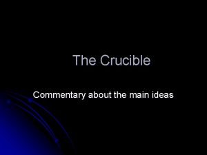 Puritanism and individuality in the crucible