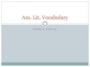Vocabulary workshop level f unit 10