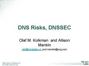 DNS Risks DNSSEC Olaf M Kolkman and Allison