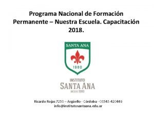 Programa Nacional de Formacin Permanente Nuestra Escuela Capacitacin