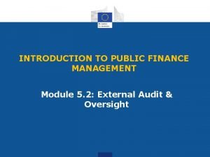 INTRODUCTION TO PUBLIC FINANCE MANAGEMENT Module 5 2