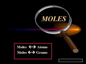 Moles MOLES Moles Atoms Moles Grams Copyright Sautter
