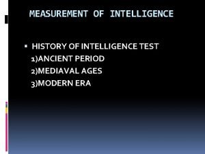 Measurement of intelligence