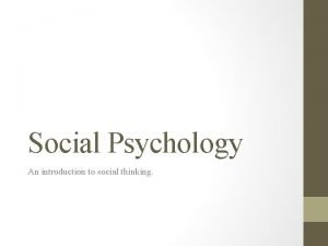 Social thinking psychology